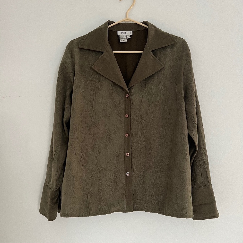 Vintage Puli Faux Suede Olive Top Size Size 16/L-XL